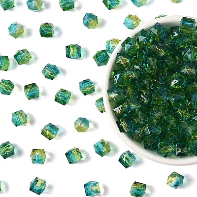 300Pcs Two Tone Transparent Spray Painted Acrylic Beads ACRP-YW0001-16D-1