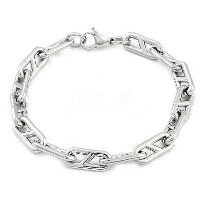 304 Stainless Steel Oval Link  Chain Bracelets for Women Men BJEW-F488-49B-P-1