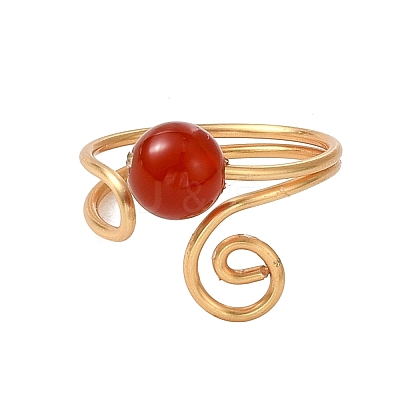 Natural Carnelian Cuff Open Rings RJEW-JR01071-01-1