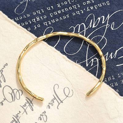 Ion Plating(IP) 304 Stainless Steel Cuff Bangles X-BJEW-H323-01G-1