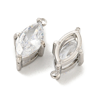 304 Stainless Steel Cubic Zirconia Pendants STAS-L278-006P-01-1