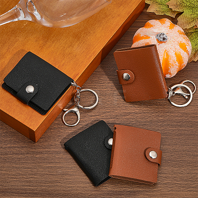4 Sest 2 Colors 2 Inch Leather Cover Mini Photocard Holder Book AJEW-CA0003-95-1