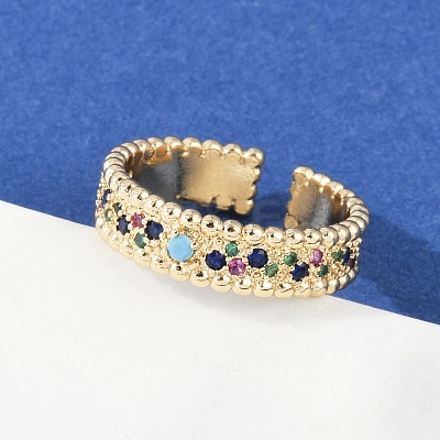 Brass Micro Pave Cubic Zirconia Cuff Rings for Women RJEW-S400-06G-1