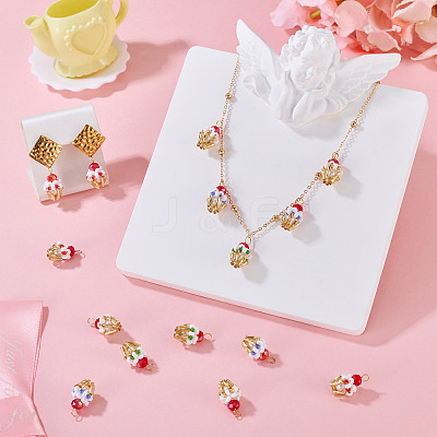 8Pcs 4 Colors Glass Seed Beaded Cupcake Pendants FIND-TA0009-15-1