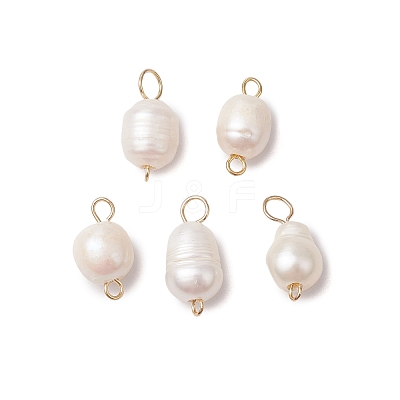 Natural Freshwater Pearl Rice Connector Charms PALLOY-JF03395-1
