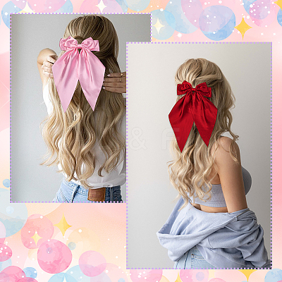 5Pcs 5 Colors Bowknot Polyester Hair Barrettes PHAR-SP0001-18A-1
