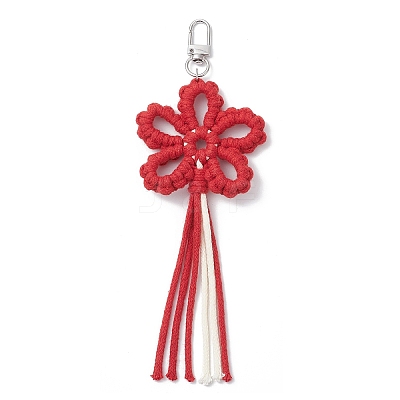 Flower Cotton Threads Pendants Decorations HJEW-TA00399-04-1