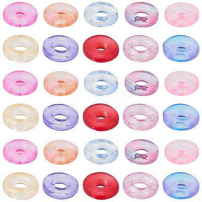 100Pcs 10 Colors Transparent Spray Painted Glass European Beads GLAA-SC0002-98-1