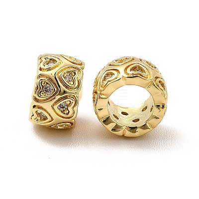Rack Plating Brass Micro Pave Cubic Zirconia European Beads KK-C010-13-1