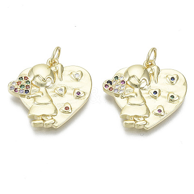 Brass Micro Pave Cubic Zirconia Pendants X-ZIRC-S061-173G-NF-1