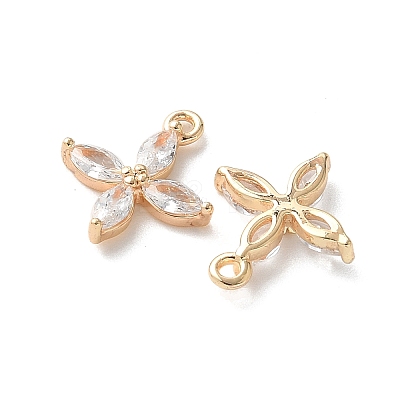 Real 18K Gold Plated Brass Cubic Zirconia Charms X-KK-R037-157G-1