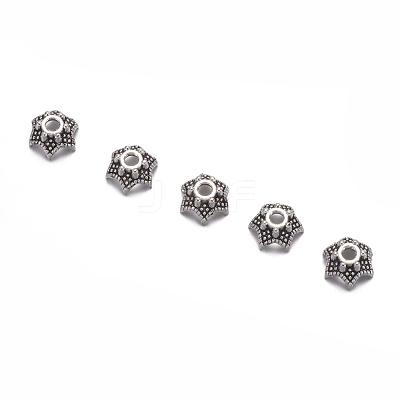 6-Petal Flower Tibetan Silver Bead Caps AA188-1
