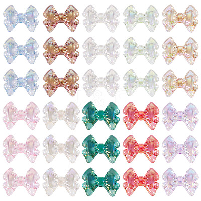 50Pcs 10 Colors UV Plating Transparent Acrylic Beads TACR-TA0001-90-1