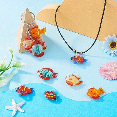5Pcs 5 Colors Handmade Lampwork Pendants LAMP-TA0002-67A-1