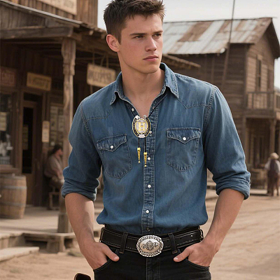 Cowboy Western Alloy Horseshoes & Letter Pendant Bolo Tie Necklaces NJEW-WH20014-02H-1