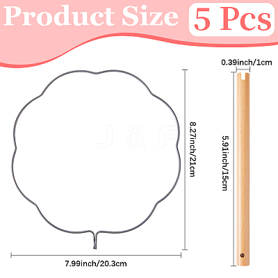 5Pcs Handmade Craft DIY Iron Fan Frames DIY-CN0003-62A-1