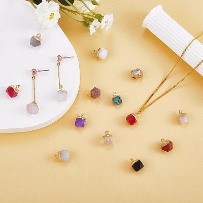 12Pcs 12 Styles Natural & Synthetic Gemstone Charms G-SZ0002-13-1