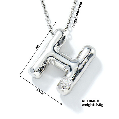 Brass Pave Clear Cubic Zirconia Shiny Balloon Letter Pendant Necklaces IT0451-8-1
