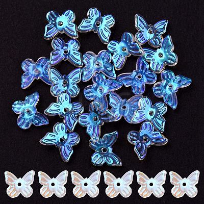 Transparent Spray Painted Glass Charms GLAA-YW0003-14-1