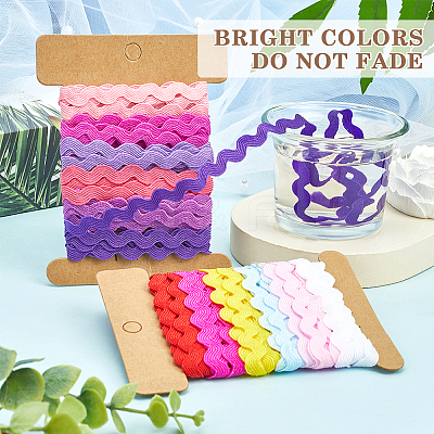 4 Cards 2 Styles Polyester Wavy Fringe Trim Ribbon DIY-GF0009-48F-1