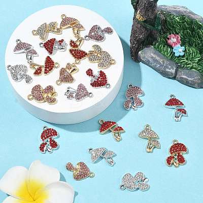24Pcs 6 Colors Rack Plating Alloy Rhinestone Pendants FIND-FS0004-97-1
