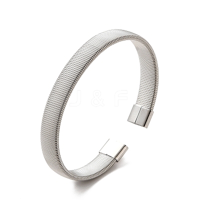 304 Stainless Steel Flat Snake Chains Shape Open Cuff Bangle for Women BJEW-C0033-05-1