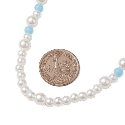 Acrylic Pearl & Luminous Beaded Necklaces for Women NJEW-JN04909-1