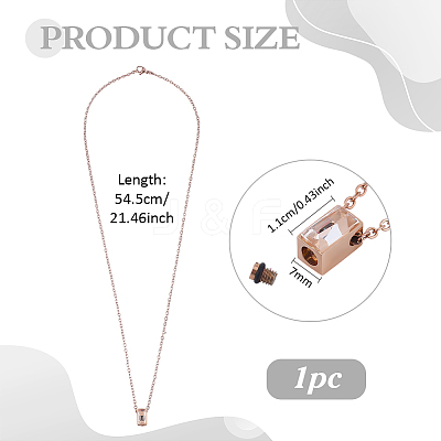 304 Stainless Steel with Clear Glass Rectangle Pendant Urn Ashes Necklaces for Women Men NJEW-WH0013-83RG-1
