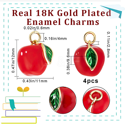4Pcs Brass Enamel Charms KK-BBC0010-01-1