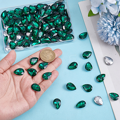 110Pcs Pointed Back Glass Rhinestone Cabochons RGLA-HY0001-05B-1