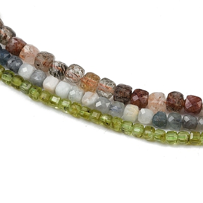 Natural Aquamarine & Rutilated Quartz & Prehnite Beads Strands G-RM2025-C44-G-1