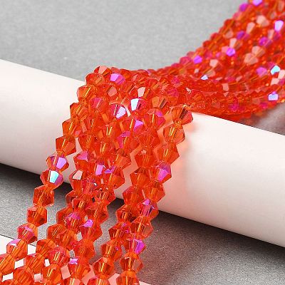 Transparent Electroplate Glass Beads Strands GLAA-F029-4mm-D14-1