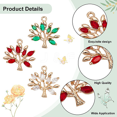 18Pcs 3 Colors Brass Micro Pave Cubic Zirconia Pendants KK-DC0001-25-1