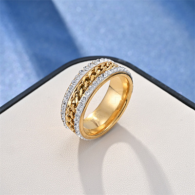 Stainless Steel with Rhinestone Finger Rings FS-WGB751E-60-1