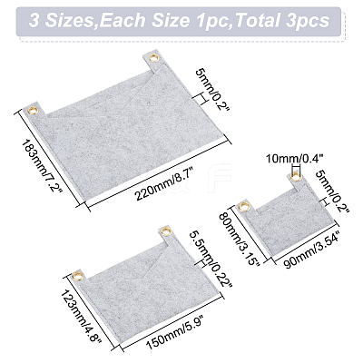 3Pcs 3 Style Felt Bags Organizer Insert PURS-WR0006-87D-1