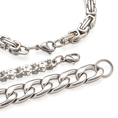 Unisex 304 Stainless Steel Chain Bracelets BJEW-TA0001-05P-1