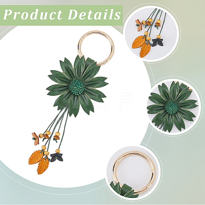 Leather and Alloy Keychain HJEW-WH20022-04B-02-1