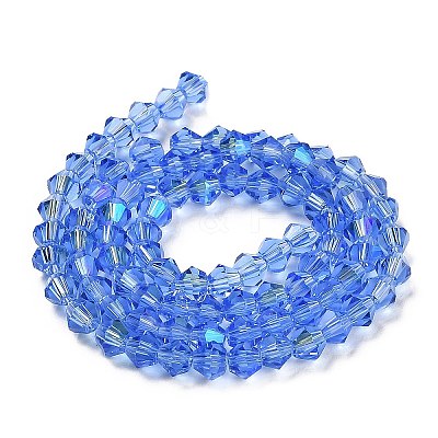 Transparent Electroplate Glass Beads Strands GLAA-F029-4mm-D07-1
