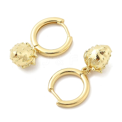 Brass Strawberry Hoop Earrings EJEW-M077-19G-01-1