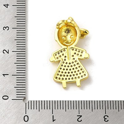 Rack Plating Brass Micro Pave CLear Cubic Zirconia Pendants KK-C053-06A-G-1