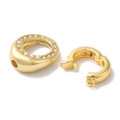 Oval Rack Plating Brass Fold Over Clasps KK-A225-03B-G-1