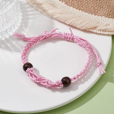 Adjustable Braided Waxed Cotton Macrame Pouch Bracelet Making BJEW-JB09698-05-1