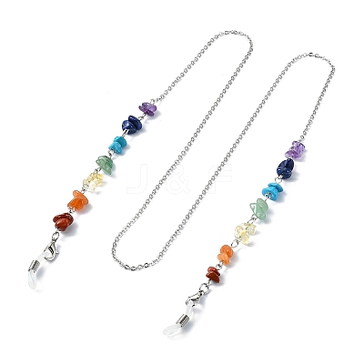 Natural Mixed Gemstone Chips Beaded Eyeglasses Chains GG-CJ724D-P-1