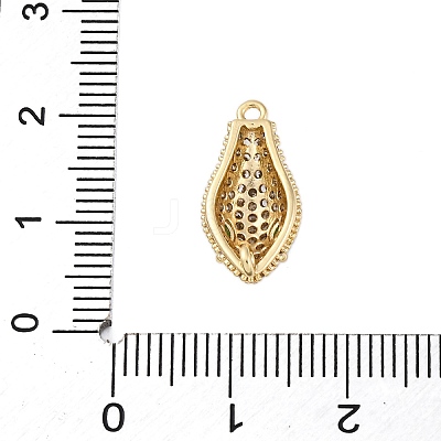 Brass Clear & Green Cubic Zirconia Connector Charms KK-P289-11G-1