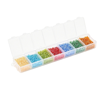 3500Pcs 7 Colors 12/0 Glass Round Seed Beads SEED-YW0001-20-1