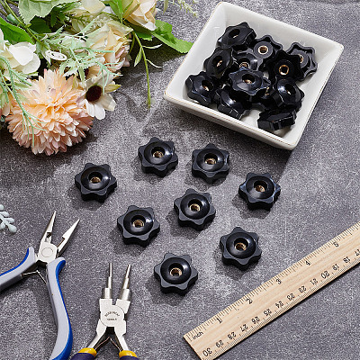 20Pcs PP Plastic & Brass Plum Blossom Handle Nut DIY-SP0007-12-1