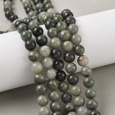 Natural Green Line Jasper Beads Strands G-G735-55-8mm-1
