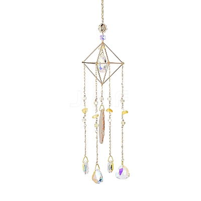 Glass Teardrop Pendant Decorations AJEW-Q143-05-1