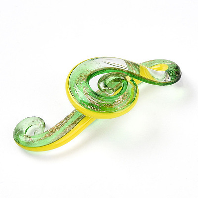 Handmade Gold Sand Lampwork Big Pendants LAMP-T023-08D-1