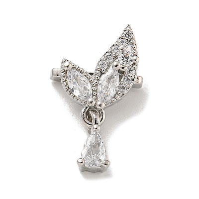 Butterfly Shape Brass Clear Cubic Spacer Bars KK-L075-010P-1
